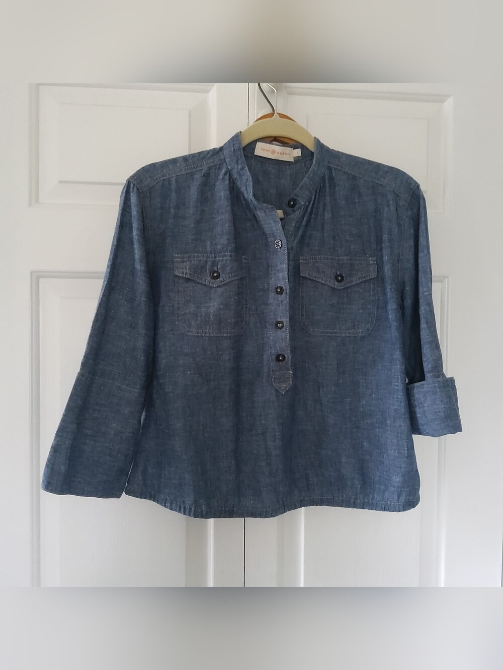 Tory Burch Chambray Button-Front Women's Top - Blue Size 2